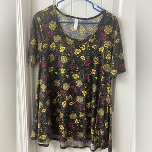 Lularoe Tunic Shirt Floral With Side Slits Size M
